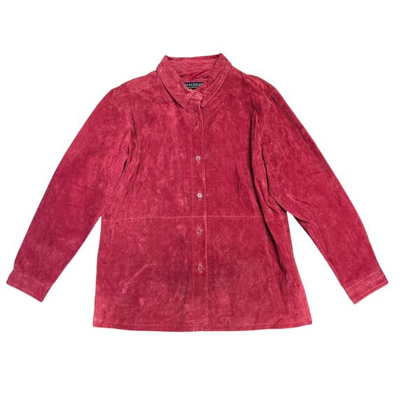 Dialogue Leather Button Down Jacket Red XL - Picture 1 of 7